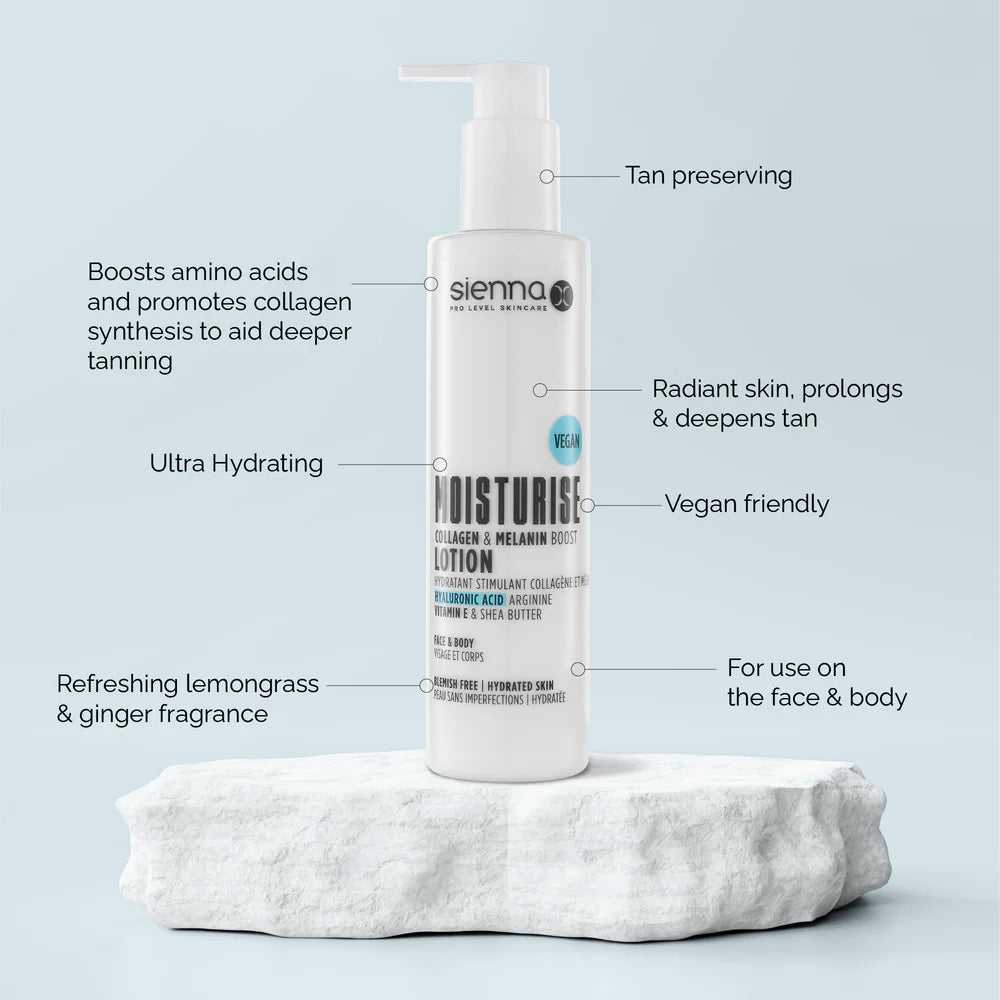 Sienna-X Moisturise Drėkinamasis kremas kūnui su hialurono rūgštimi ir argininu įdegiui sustiprinti, 200 ml