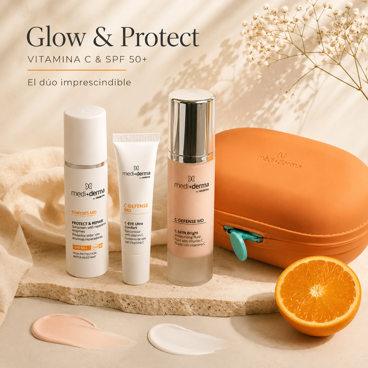 Medi-derma Glow & Protect Švytėjimą ir apsaugą suteikiantis odos priežiūros rinkinys