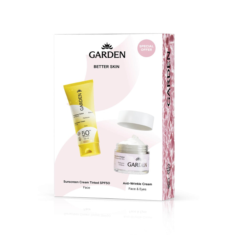GARDEN SUN BOX "Better Skin" Veido kremas su spalva SPF50 + kremas nuo raukšlių su hialurono rūgštimi
