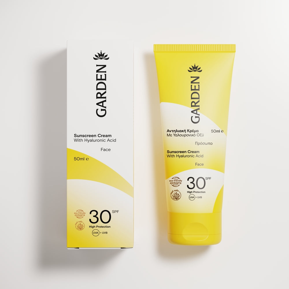 GARDEN Apsauginis veido kremas nuo saulės su hialurono rūgštimi SPF30, 50ml
