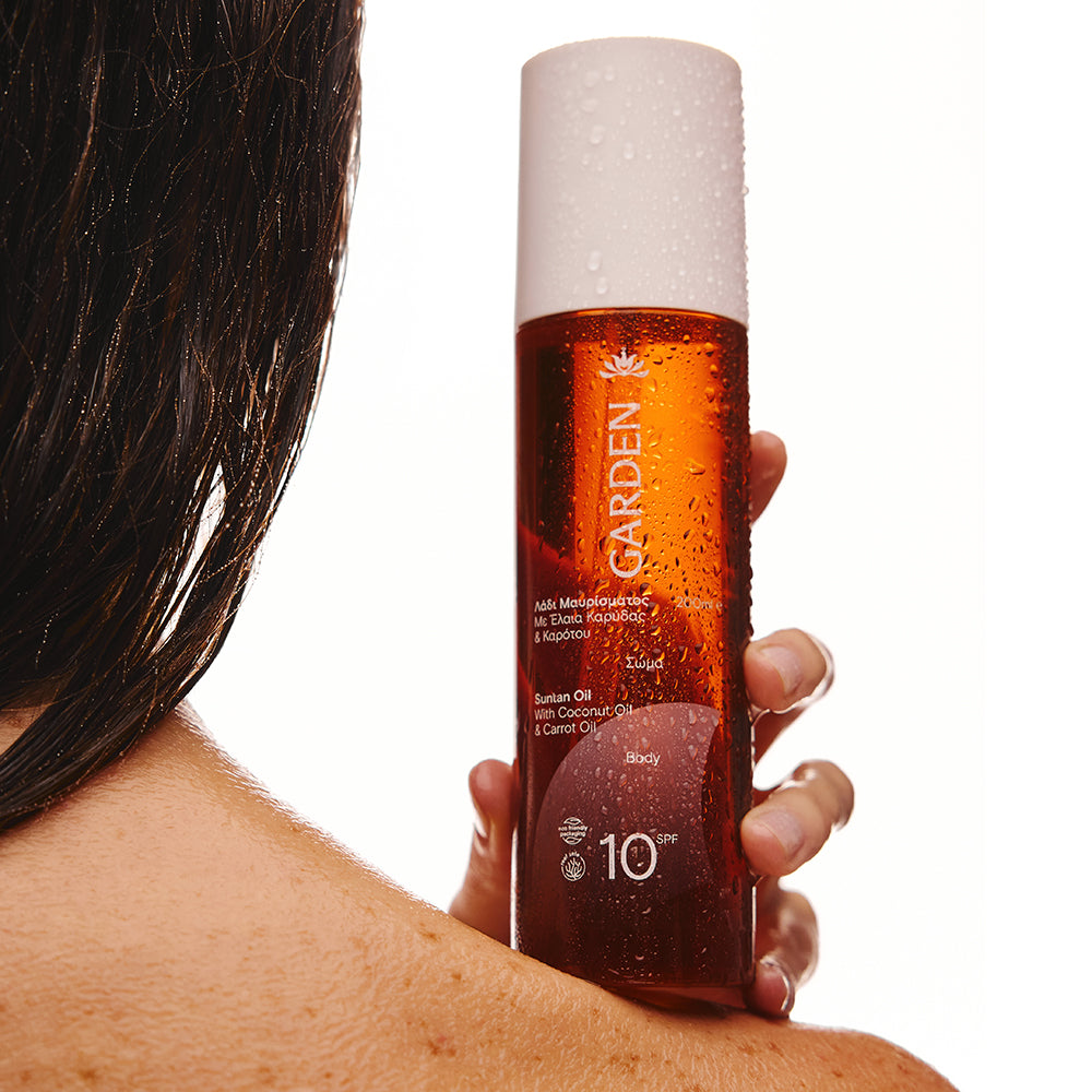 GARDEN Saulės įdegio aliejus su kokosų ir morkų aliejumi SPF10, 200 ml