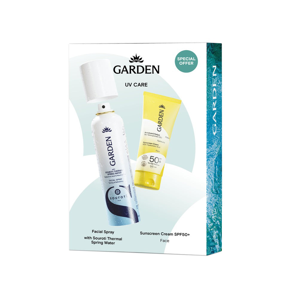 GARDEN SUN BOX "UV Care" Apsauga nuo saulės: veido purškiklis + veido kremas su hialurono rūgštimi