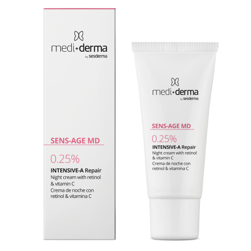 Medi-derma SENS-AGE MD Intensyvus naktinis veido kremas su 0,25% retinoliu, 30 ml