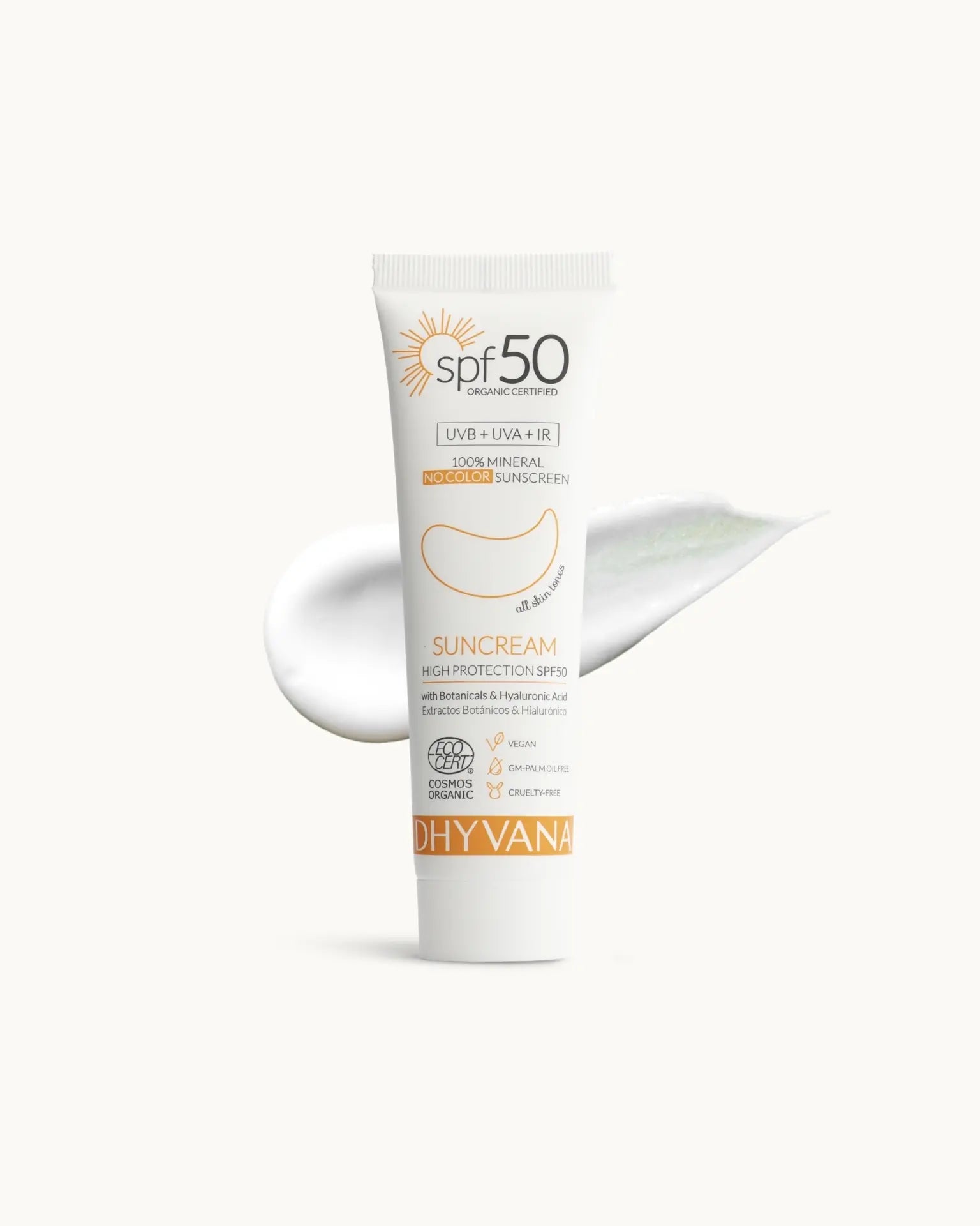 DHYVANA Apsauginis veido kremas nuo saulės SPF 50 (Amber Honey), 50 ml