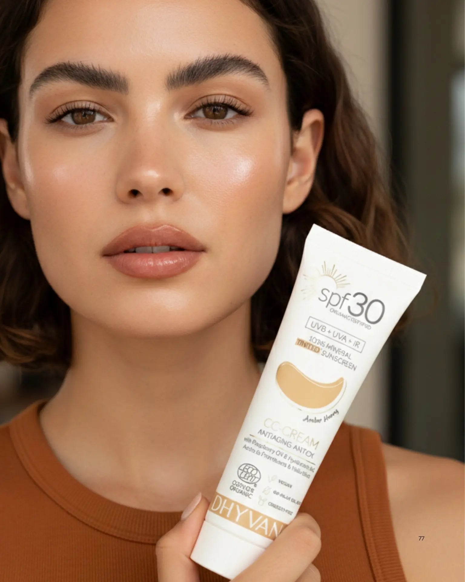 DHYVANA Apsauginis kremas nuo saulės SPF 30 (Amber Honey), 50 ml