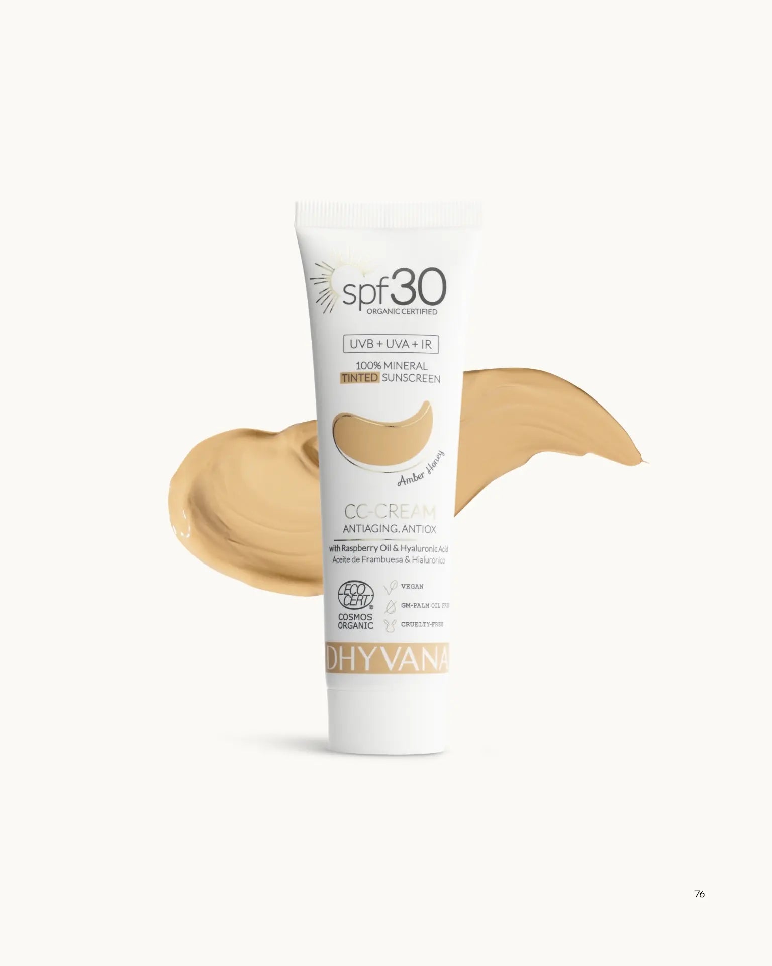 DHYVANA Apsauginis kremas nuo saulės SPF 30 (Amber Honey), 50 ml