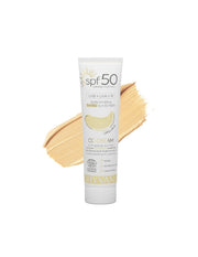 DHYVANA Apsauginis veido kremas nuo saulės SPF 50 su spalva (Golden Beige), 50 ml
