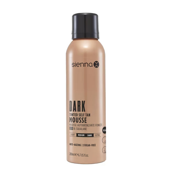 Sienna-X Dark Tinted Self Tan Mousse Tamsaus atspalvio savaiminio įdegio putos, 200 ml
